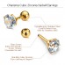Charisma 6mm Stainless Steel Cartilage Stud Earrings For Women Screw Back Earrings Cubic Zirconia Helix Tragus Barbell Mixed Color 3 Pair Set	