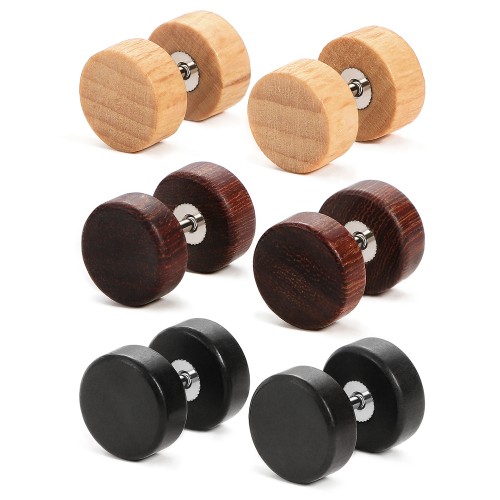 Charisma 10mm Stainless Steel Men Women Stud Earrings Cheater Ear Plugs Piercing Hypoallergenic 3 Pairs