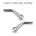 Charisma 10pcs 20G 1.8mm Colored Stainless Steel L Shaped Nose Rings Studs Nose Studs Bone Crystals Hypoallergenic Body Nose Piercings 