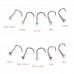 Charisma 10pcs 20G 2.0mm Colored Stainless Steel Nose Studs Bone Crystals Nose Screws Rings Curved Hypoallergenic Body Nose Piercings 