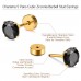 Charisma 16G 5 Pairs Gold Plated Stainless Steel Cartilage Earrings Black Cubic Zirconia Stud Screw Back Earrings For Women Piercing Helix Barbell Tragus, 3mm-7mm 
