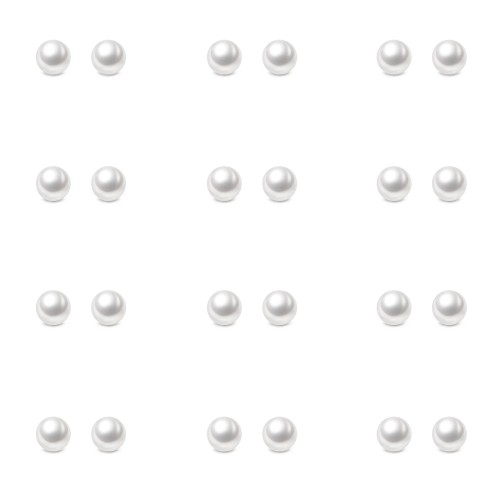 Charisma 4mm Pearl Stud Earrings Set for Girls Women Hypoallergenic Composite Faux Pearl Earrings Pack 12 Pairs 