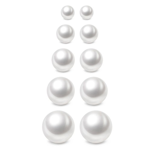 Charisma 3-7mm Pearl Stud Earrings Set for Girls Women Hypoallergenic Composite Faux Pearl Earrings Pack 5 Pairs Mixed Sizes 