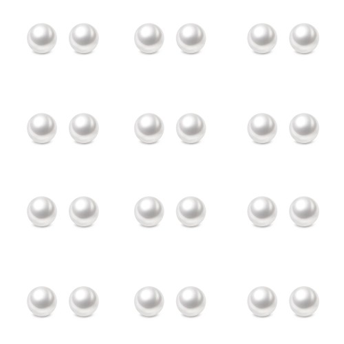 Charisma 5mm Pearl Stud Earrings Set for Girls Women Hypoallergenic Composite Faux Pearl Earrings Pack 12 Pairs 
