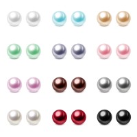 Charisma 6mm Pearl Stud Earrings Set for Girls Women Hypoallergenic Composite Faux Pearl Earrings Pack 12 Pairs Mixed Color