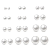 Charisma 4-12mm Pearl Stud Earrings Set for Girls Women Hypoallergenic Composite Faux Pearl Earrings Pack 12 Pairs Mixed Sizes 
