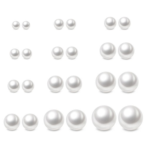Charisma 4-12mm Pearl Stud Earrings Set for Girls Women Hypoallergenic Composite Faux Pearl Earrings Pack 12 Pairs Mixed Sizes 